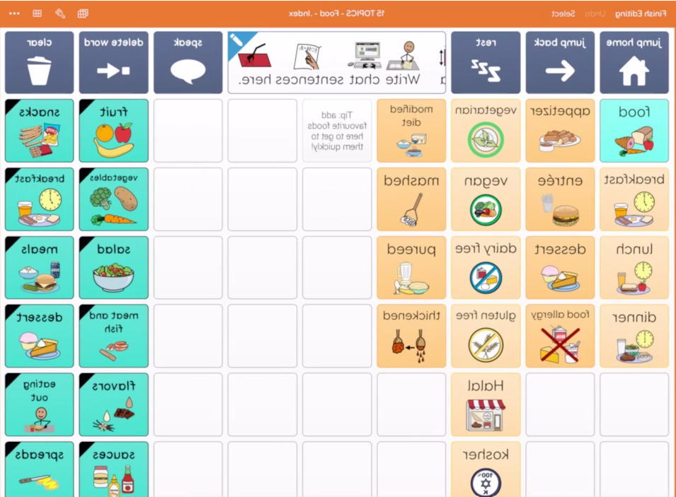 Screen shot of Grid for iPad showing edit mode on the Food Topics grid